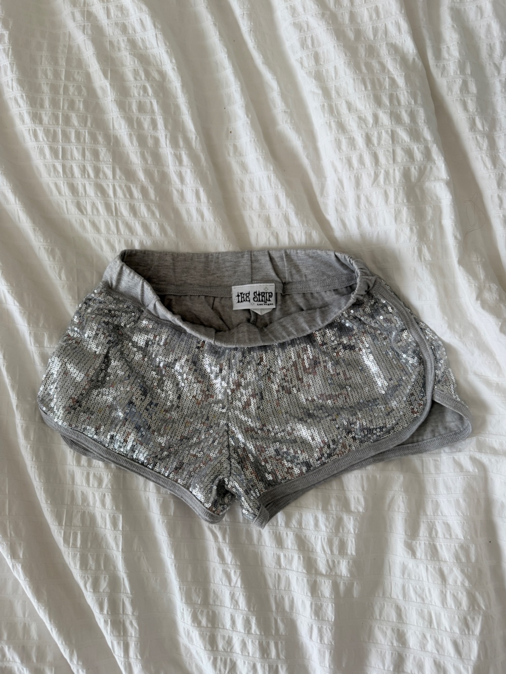 Las Vegas silver sequin low rise shorts